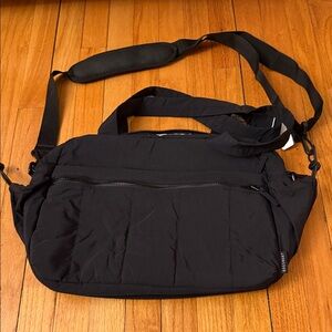 Black Duffel Shoulder Bag with Dual Carry Straps